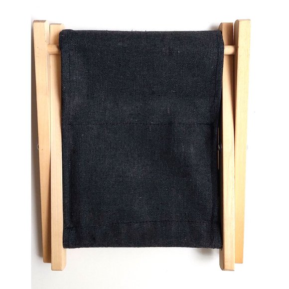 Folding desk organizer wood canvas storage pocket bin stand phone holder - Picture 2 of 4